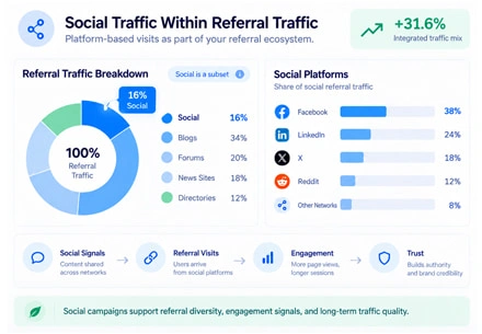 Referral Traffic vs. Social and Backlink Traffi