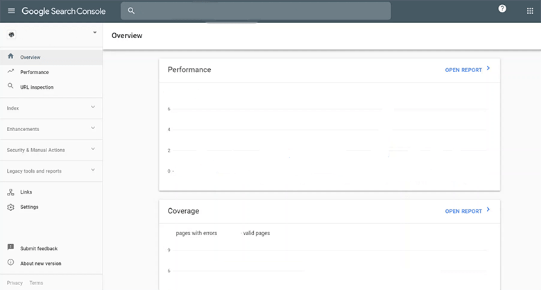 Overview section in Google search console