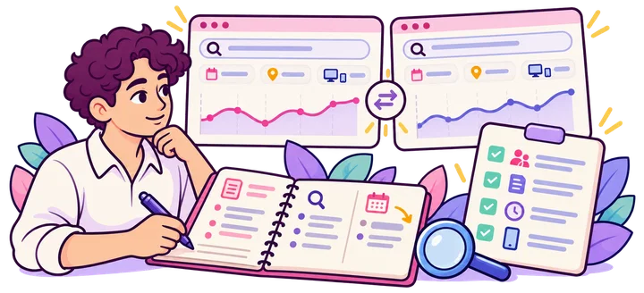 Monitoring comparable search queries and useful actions with a dated change record