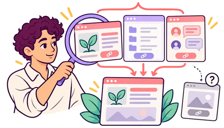 Relevant publications, community discussions, and directory listings are evaluated for audience fit with a destination resource.