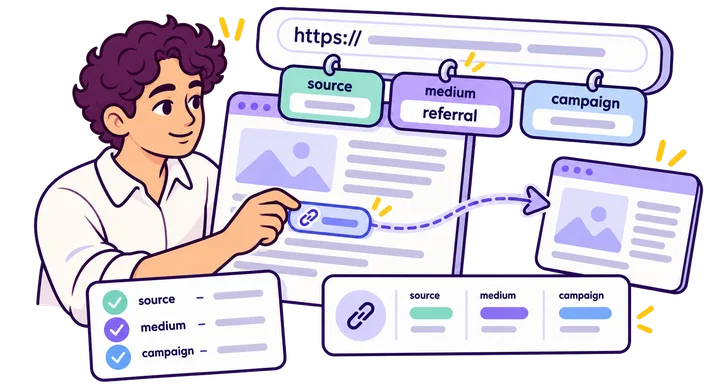 Consistent source, medium, and campaign tags identify an external partner link in acquisition reporting.
