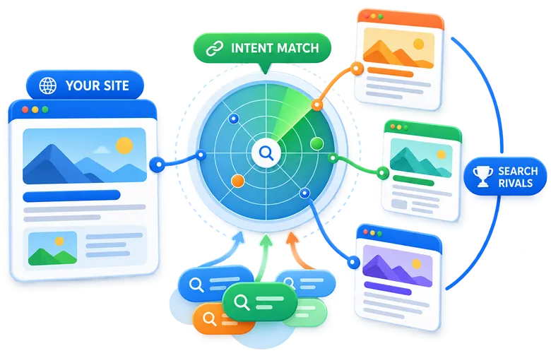 - SEO competitor map based on shared keywords and search intent