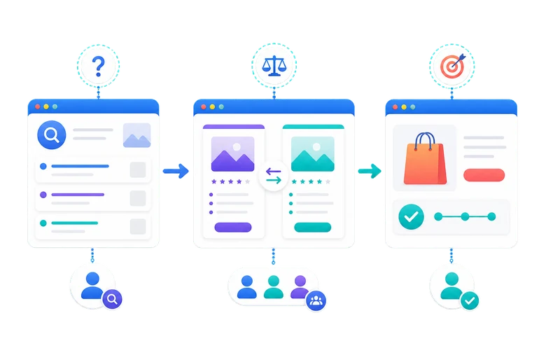 Buyer intent journey from research to purchase