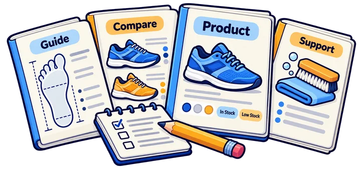 Distinct guide, comparison, product and support pages chosen for different visitor tasks.