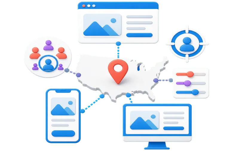 US website traffic targeting by location niche and device
