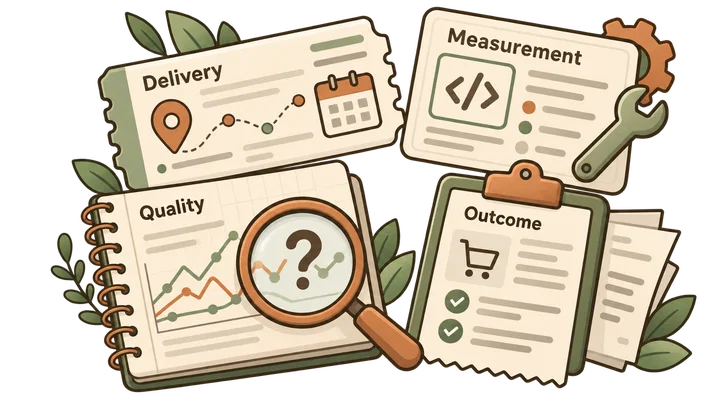 Campaign delivery, measurement, traffic quality, and business outcomes are reviewed as separate evidence layers.