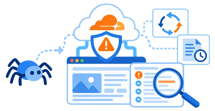 Troubleshooting crawler access, stale responses, and Cloudflare configuration around a webpage