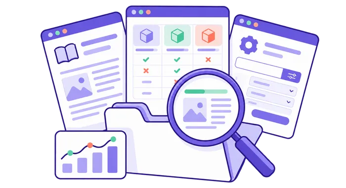 Reviewing competitor content pages, comparison reports, and research filters together