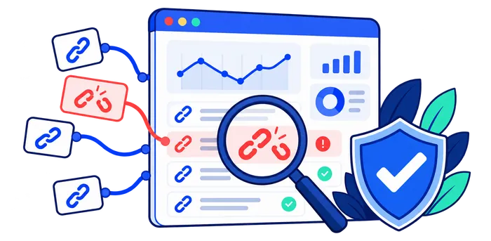 Reviewing suspicious backlinks alongside legitimate links and website security