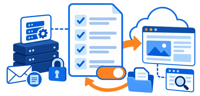 A configuration checklist covers origin services, security settings, and crawler access