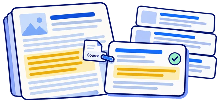 Conceptual source page and a credited extracted answer shown separately from ordinary search results.