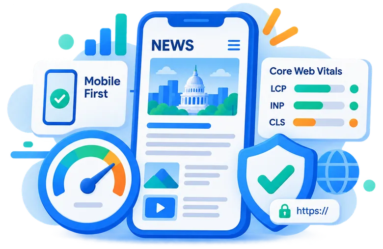 Mobile-first news website optimization with Core Web Vitals