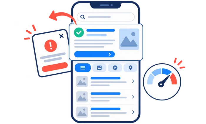 A usable mobile page with a clear action, dismissible interruption, and performance indicator
