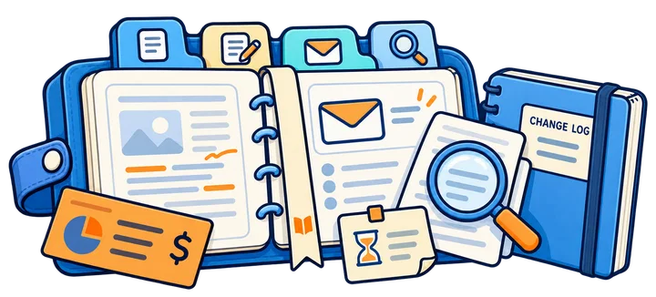 Four-stage work planner for measuring, improving, distributing and reviewing one bounded page test.
