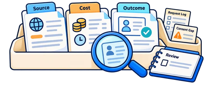 Source evidence, cost records and independently qualified outcomes reviewed together before repeating a traffic method.
