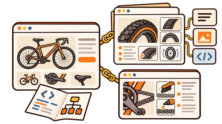 Linked bicycle-guide pages and accessible page resources used to discover and render content.