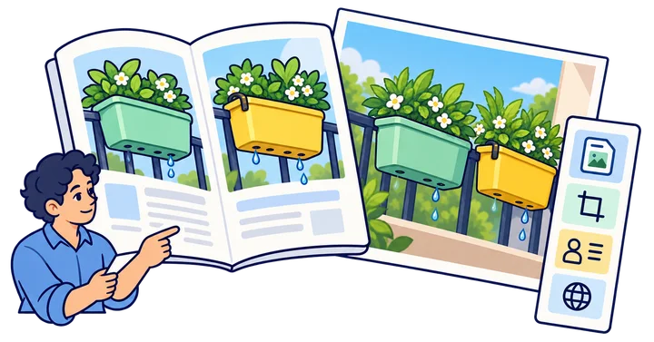 An editor checks that a balcony-container article and its representative image promise the same comparison.