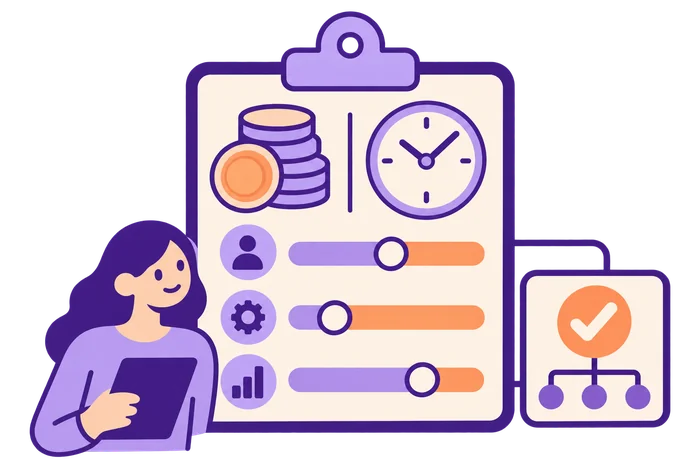 Build a budget and time worksheet the team can actually use