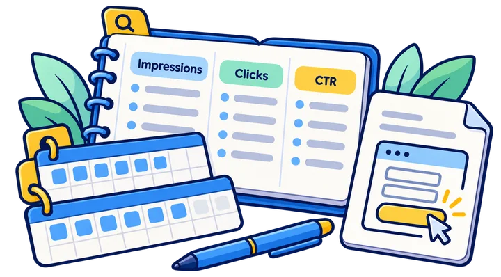 Separate Discover impressions, clicks and click-through rate reviewed for matching pages and completed periods.