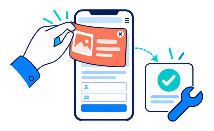 Removing an intrusive mobile popup so a visitor can complete a form