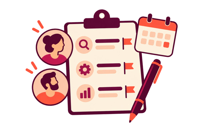 Assigning SEO diagnosis priorities, responsible owners, and review dates