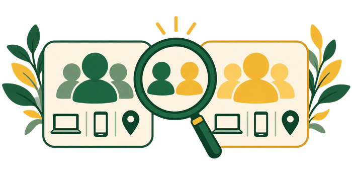 Comparing organic and paid audiences by device, location, and visitor characteristics