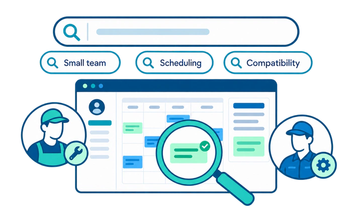 Search intent for small service teams, scheduling, and software compatibility