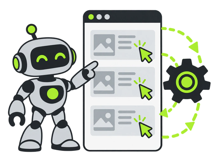 A traffic bot repeatedly clicking through a web page in an automated cycle