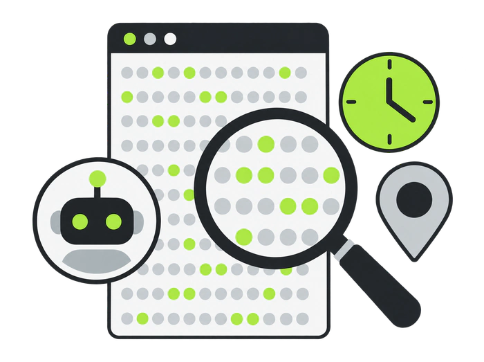 Inspecting repeated analytics events alongside timing and location clues to bot traffic